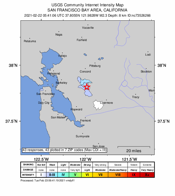 Did You Feel It? map: shaking reported by the public