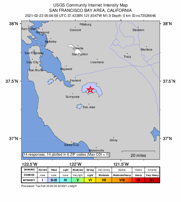 Did You Feel It? map: shaking reported by the public