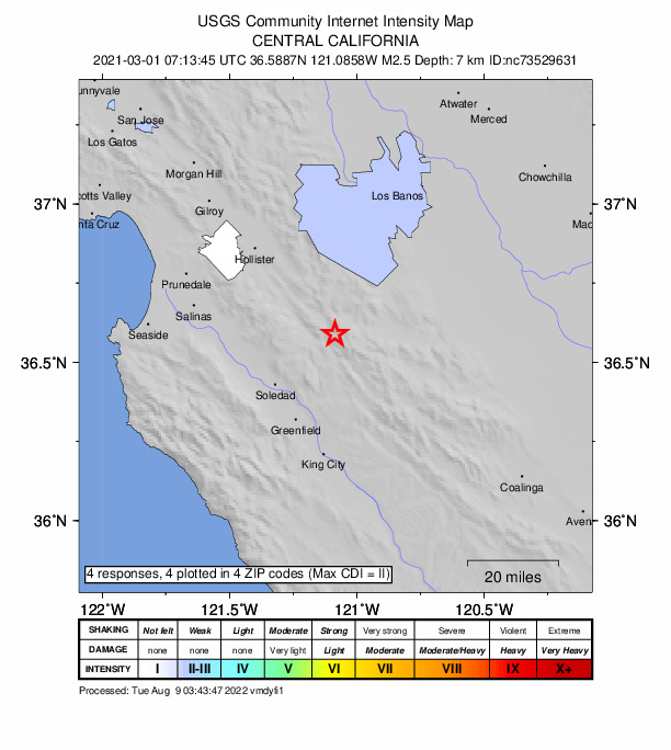 Did You Feel It? map: shaking reported by the public