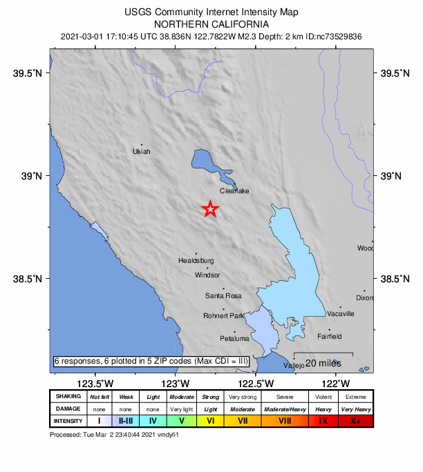 Did You Feel It? map: shaking reported by the public