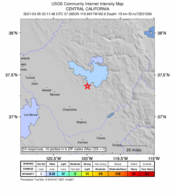Did You Feel It? map: shaking reported by the public