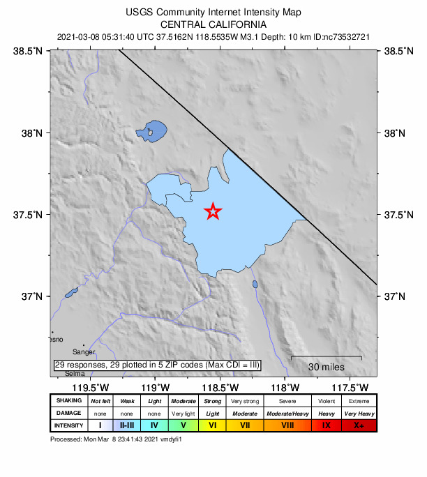 Did You Feel It? map: shaking reported by the public