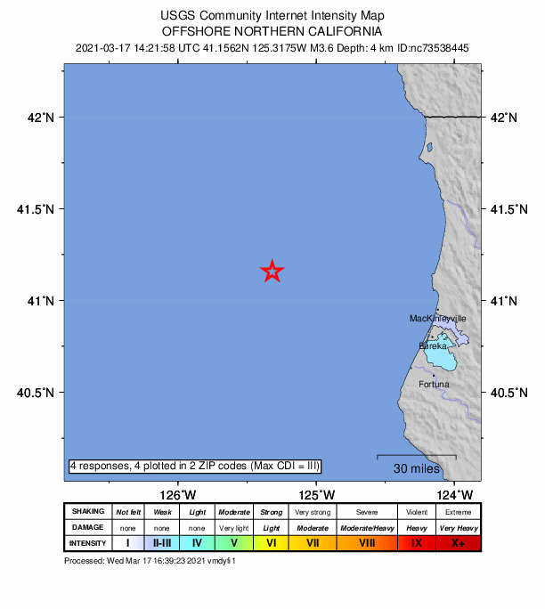 Did You Feel It? map: shaking reported by the public