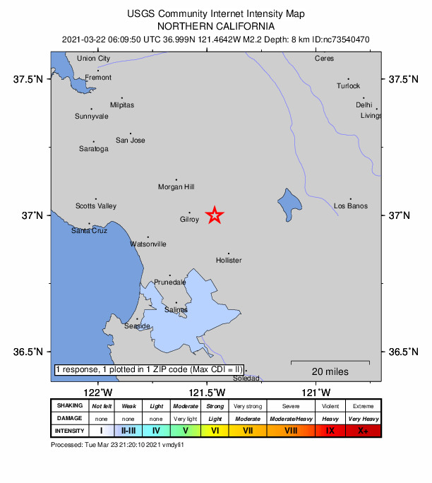 Did You Feel It? map: shaking reported by the public