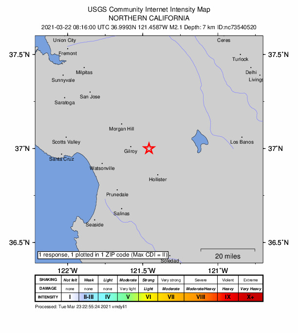Did You Feel It? map: shaking reported by the public