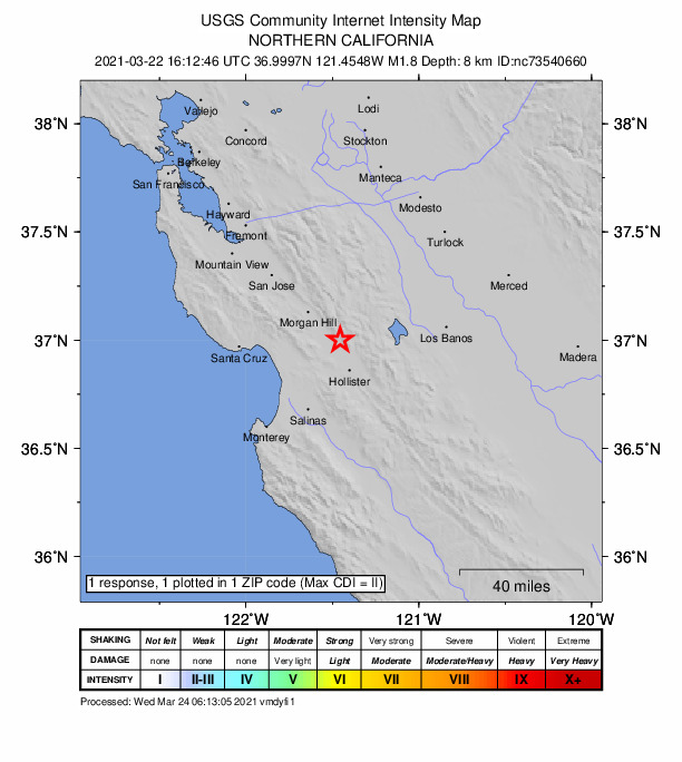 Did You Feel It? map: shaking reported by the public