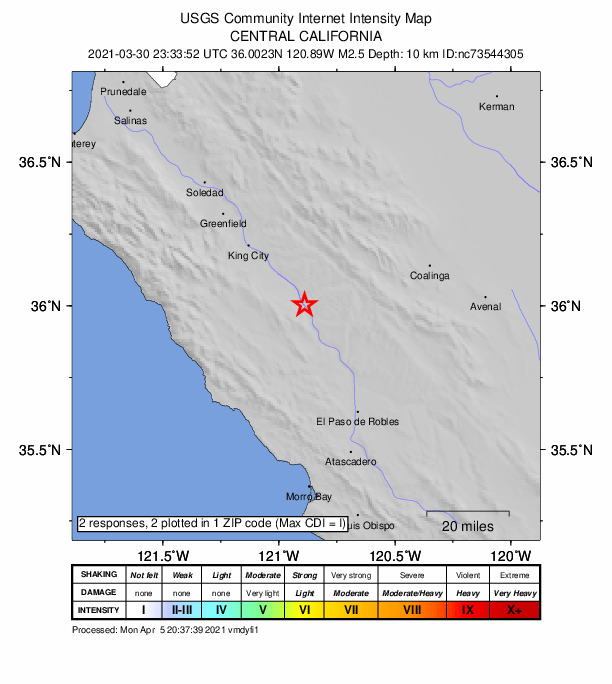 Did You Feel It? map: shaking reported by the public