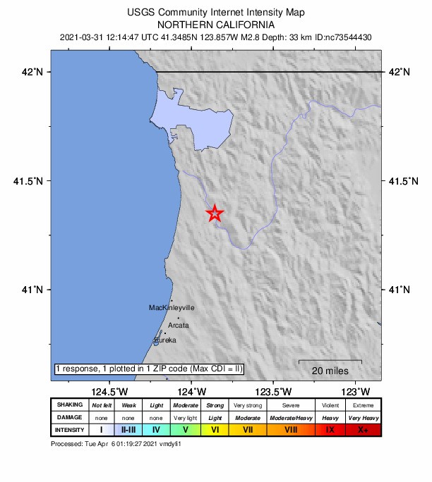 Did You Feel It? map: shaking reported by the public