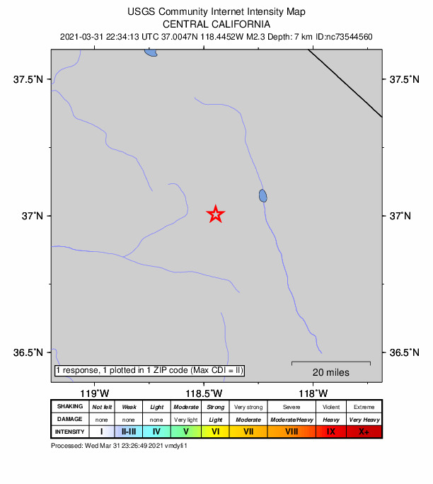 Did You Feel It? map: shaking reported by the public