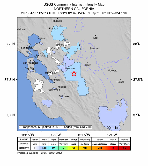 Did You Feel It? map: shaking reported by the public
