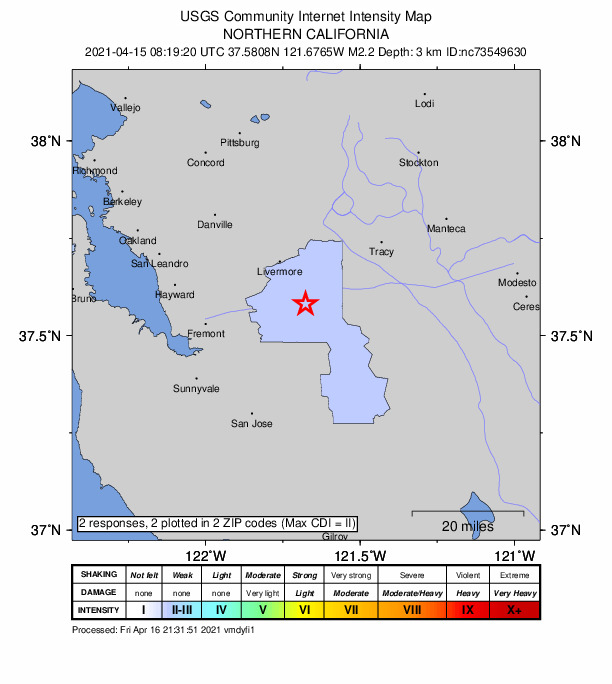 Did You Feel It? map: shaking reported by the public