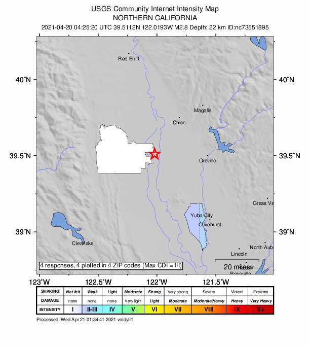 Did You Feel It? map: shaking reported by the public