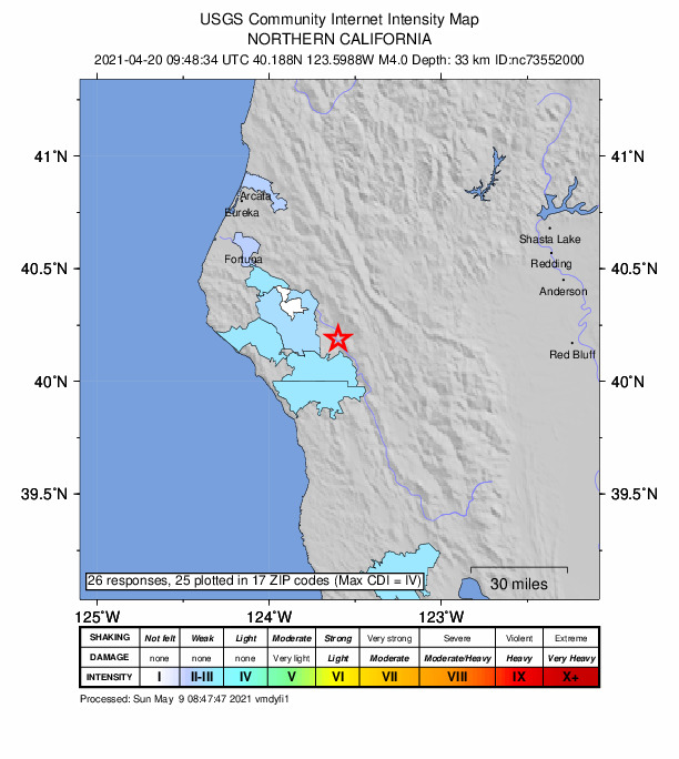 Did You Feel It? map: shaking reported by the public