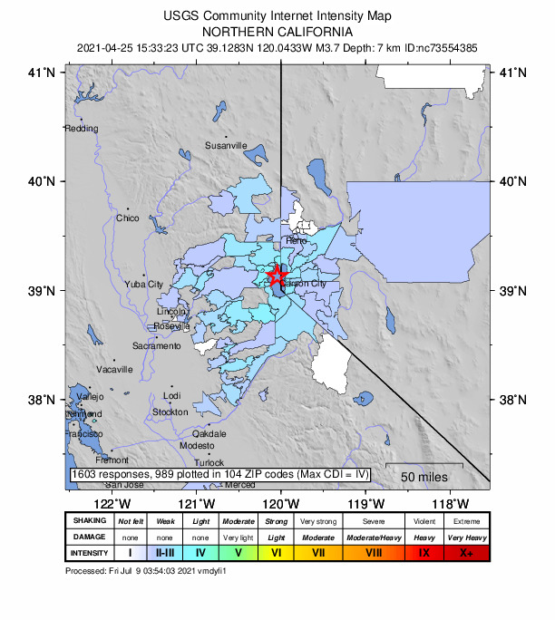 Did You Feel It? map: shaking reported by the public