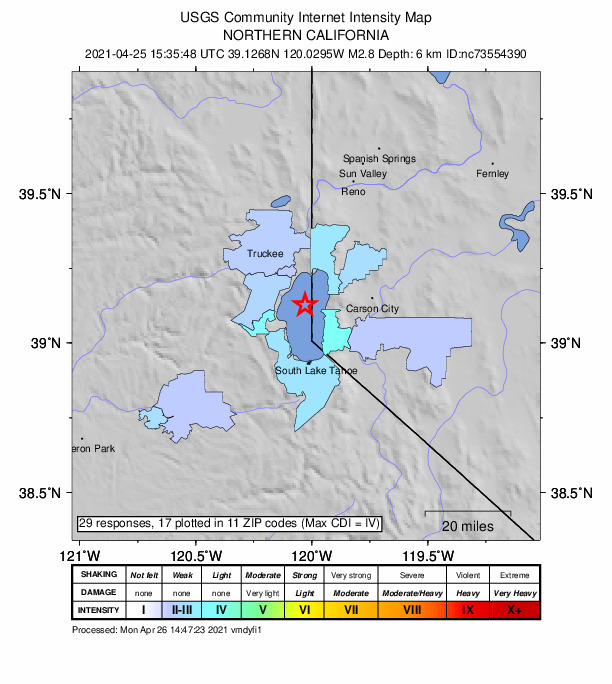Did You Feel It? map: shaking reported by the public