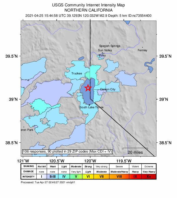 Did You Feel It? map: shaking reported by the public