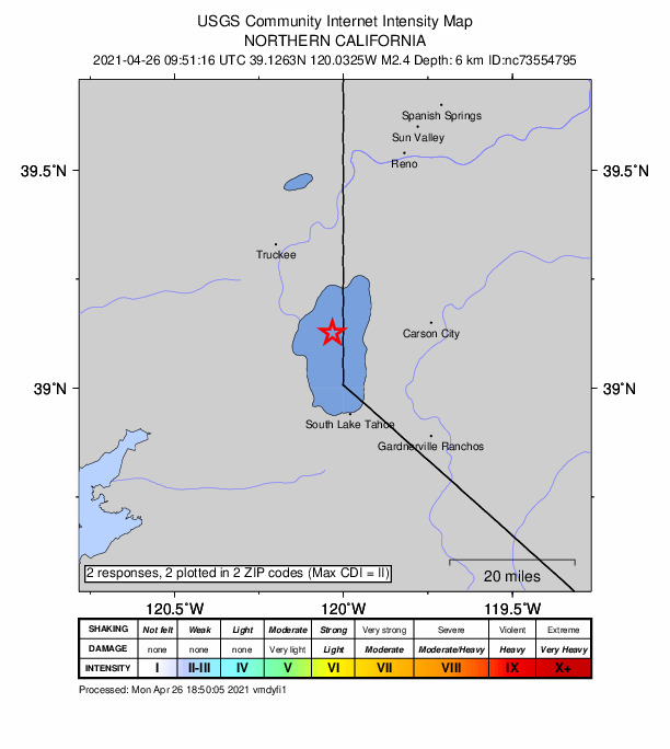 Did You Feel It? map: shaking reported by the public