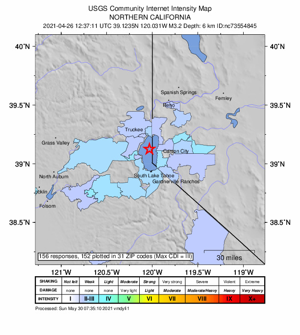 Did You Feel It? map: shaking reported by the public