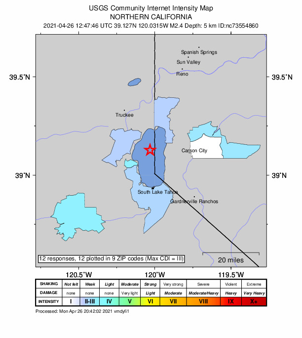 Did You Feel It? map: shaking reported by the public