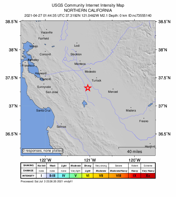 Did You Feel It? map: shaking reported by the public