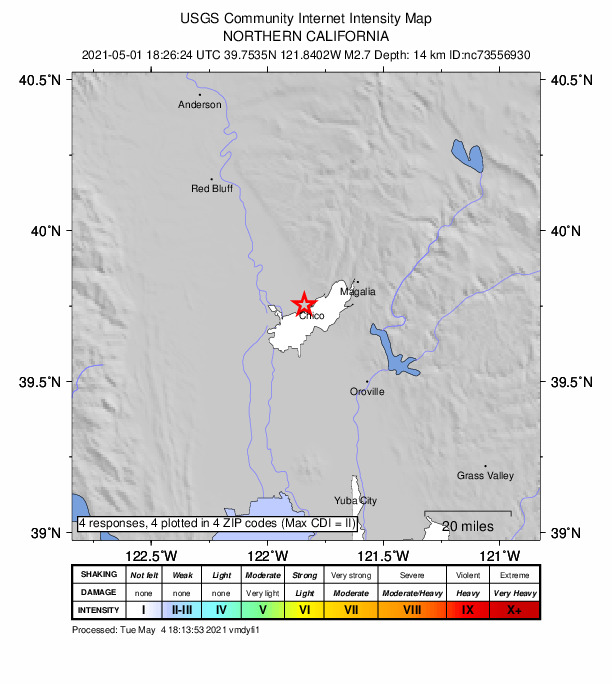 Did You Feel It? map: shaking reported by the public