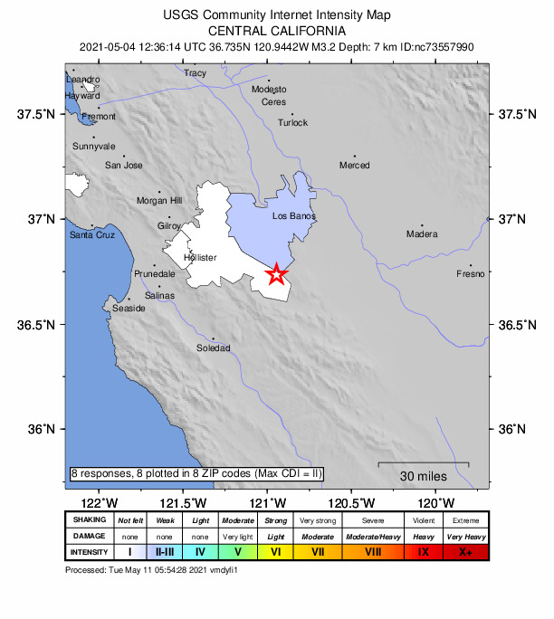 Did You Feel It? map: shaking reported by the public