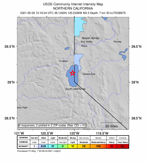 Did You Feel It? map: shaking reported by the public