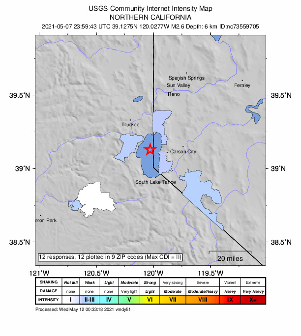 Did You Feel It? map: shaking reported by the public