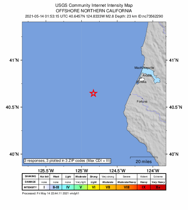 Did You Feel It? map: shaking reported by the public
