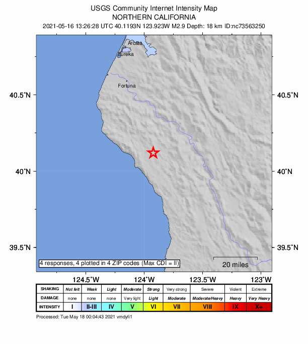 Did You Feel It? map: shaking reported by the public