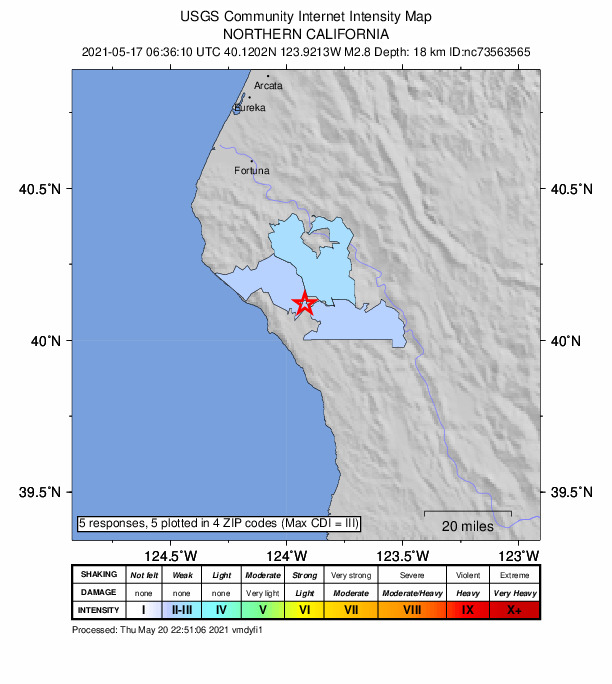Did You Feel It? map: shaking reported by the public