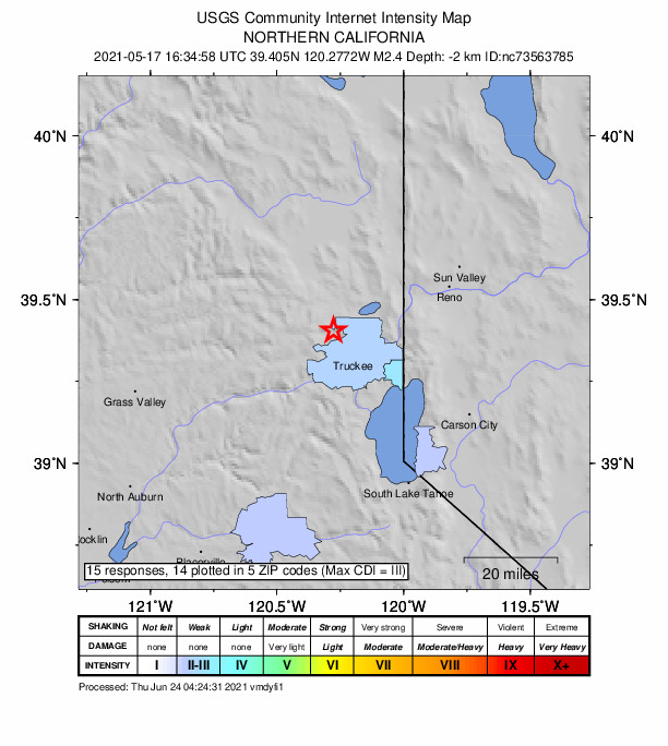 Did You Feel It? map: shaking reported by the public