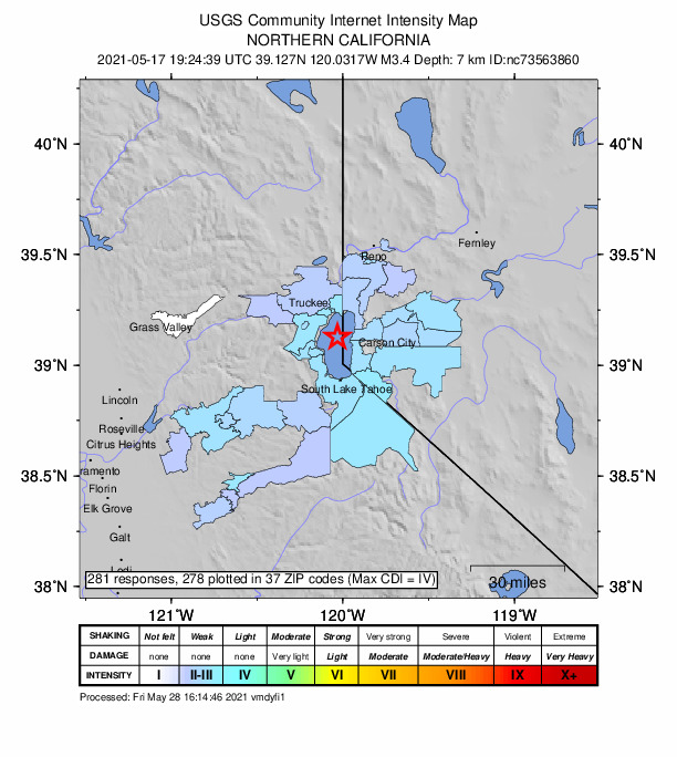 Did You Feel It? map: shaking reported by the public