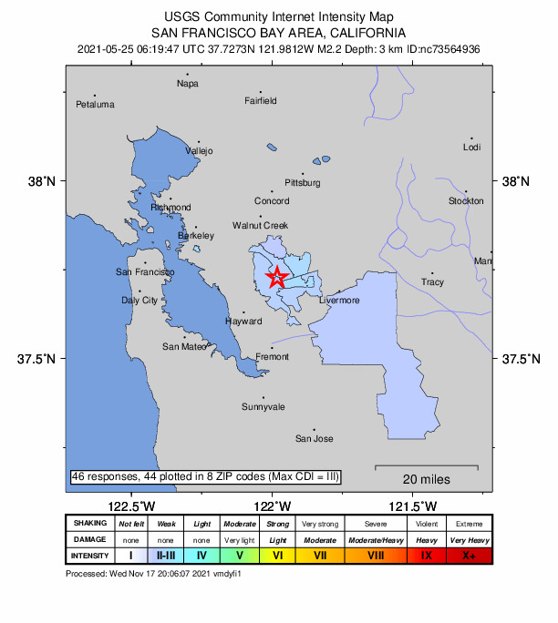 Did You Feel It? map: shaking reported by the public