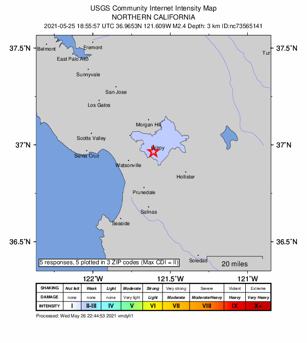 Did You Feel It? map: shaking reported by the public