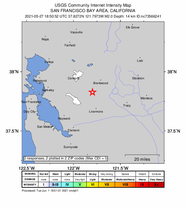 Did You Feel It? map: shaking reported by the public