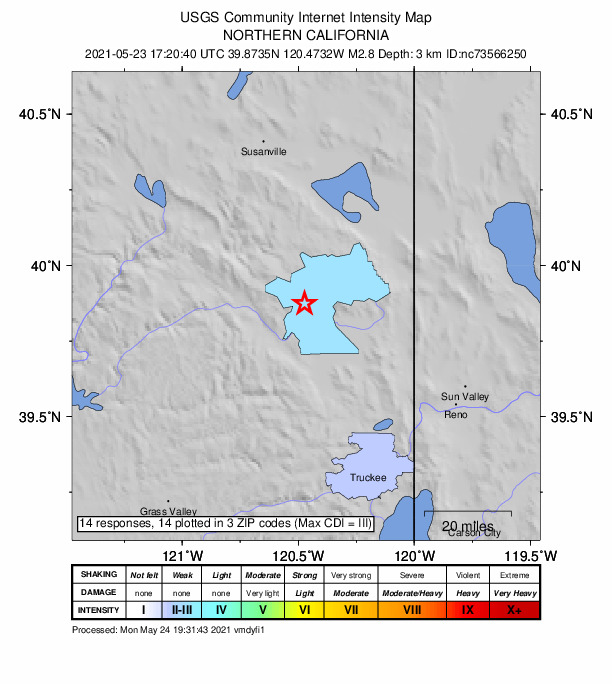 Did You Feel It? map: shaking reported by the public