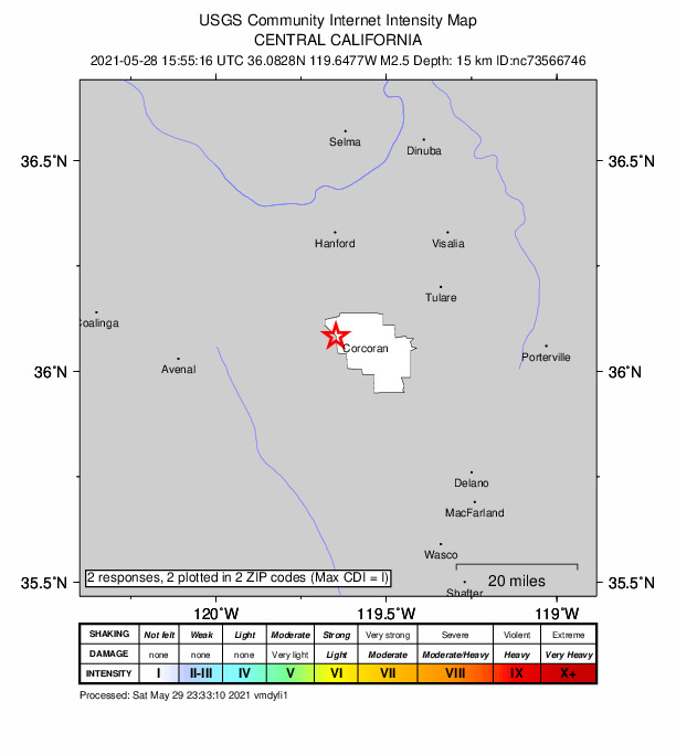 Did You Feel It? map: shaking reported by the public