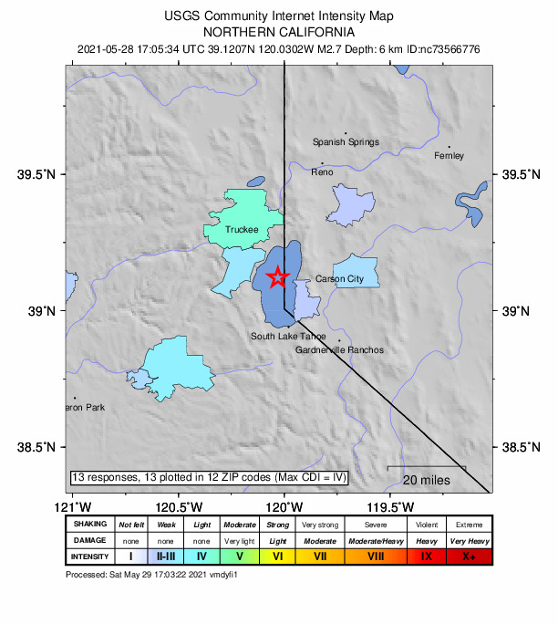 Did You Feel It? map: shaking reported by the public