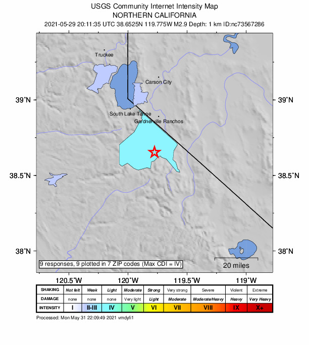 Did You Feel It? map: shaking reported by the public
