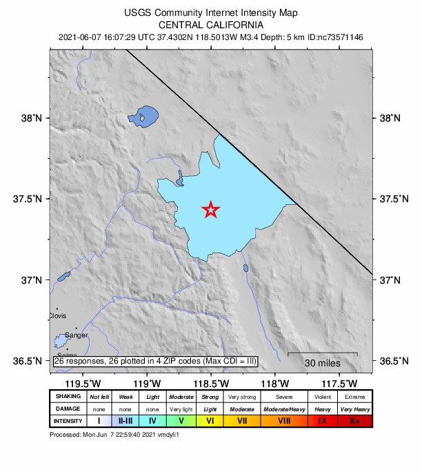 Did You Feel It? map: shaking reported by the public