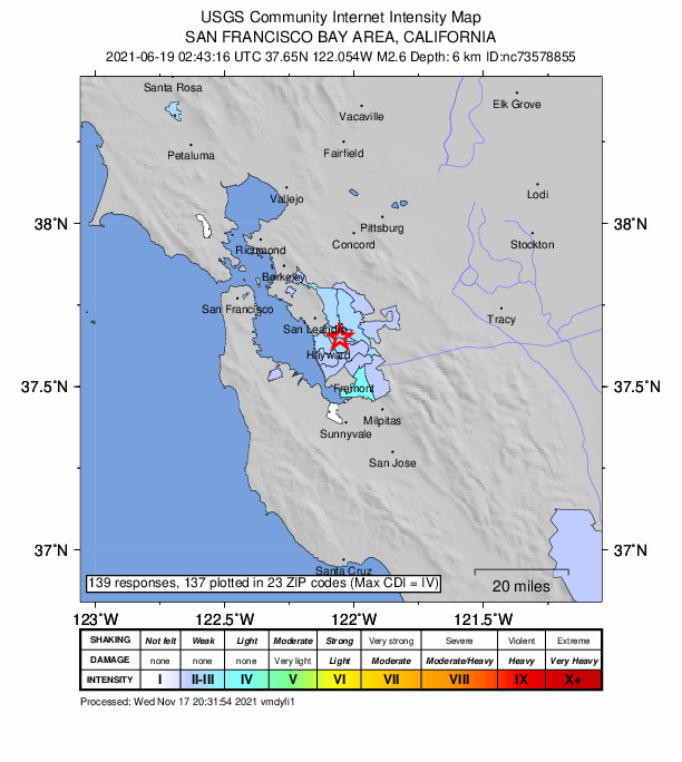 Did You Feel It? map: shaking reported by the public