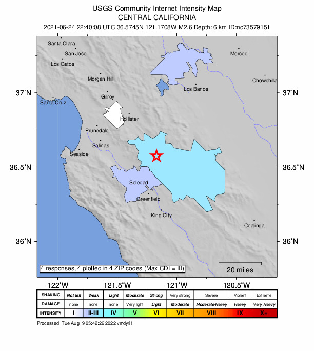 Did You Feel It? map: shaking reported by the public