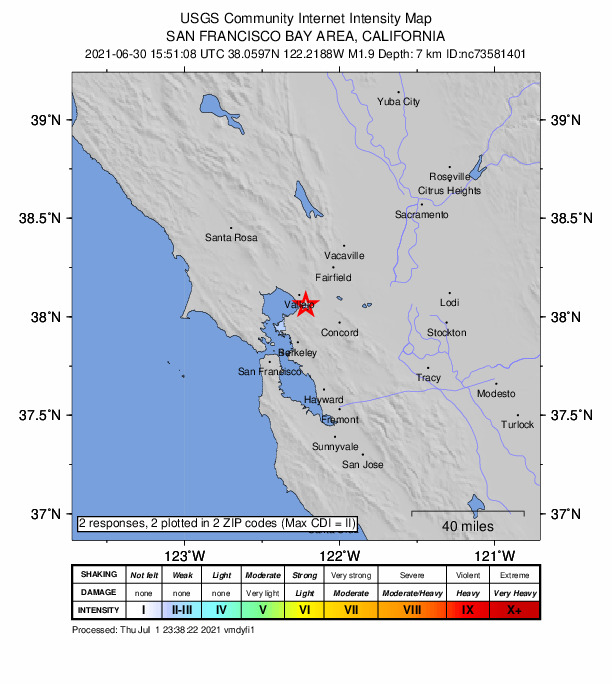 Did You Feel It? map: shaking reported by the public
