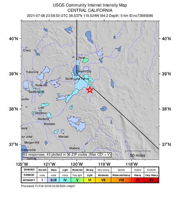 Did You Feel It? map: shaking reported by the public