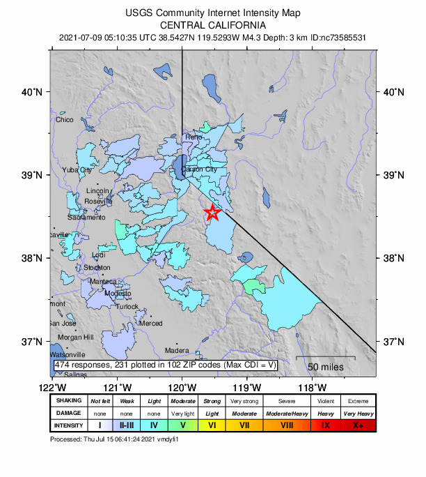 Did You Feel It? map: shaking reported by the public