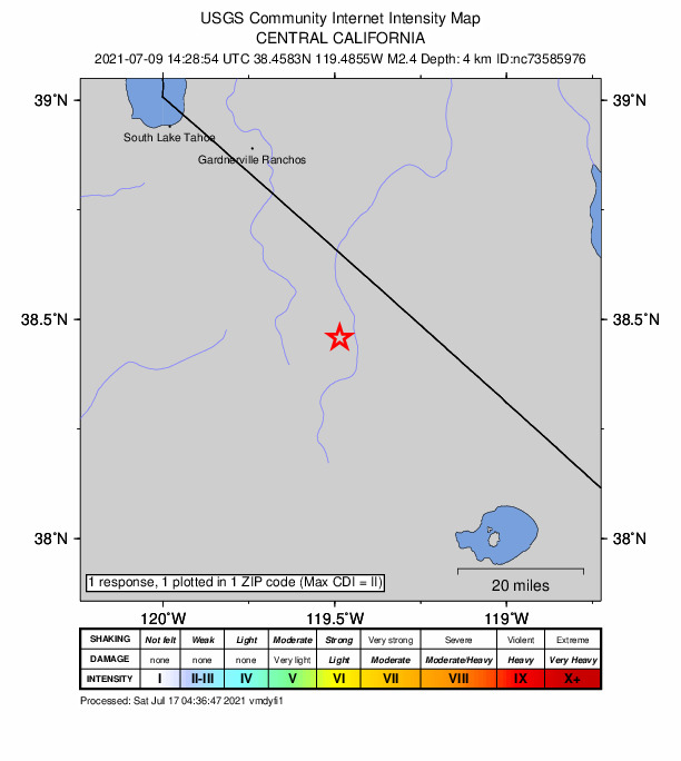 Did You Feel It? map: shaking reported by the public