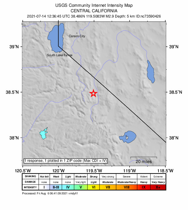 Did You Feel It? map: shaking reported by the public