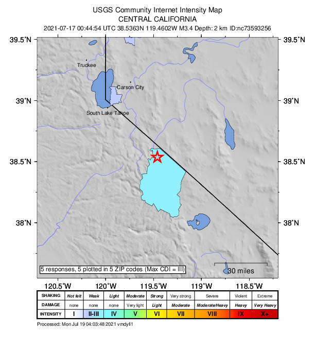 Did You Feel It? map: shaking reported by the public
