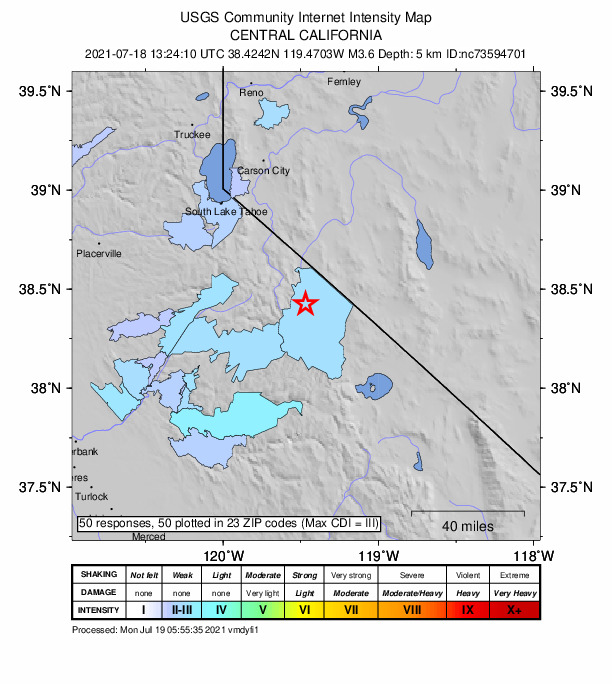 Did You Feel It? map: shaking reported by the public